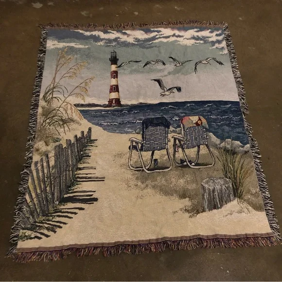 Beautiful Beach Scene Tapestry Blanket - Picture 1 of 4